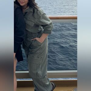 Abercrombie and Fitch green cargo jumpsuit